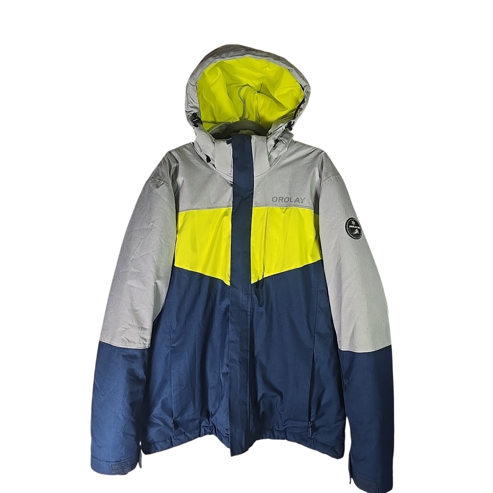 Orolay Mens Ski Snowboard Jacket Insulated Waterproof Navy Green Neon Xl
